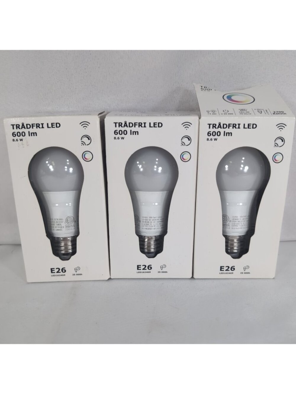 3 Lot IKEA Tradfri Bulb E26 8.6 W 904.086.17 Remote Color Changing Lightbulb NEW